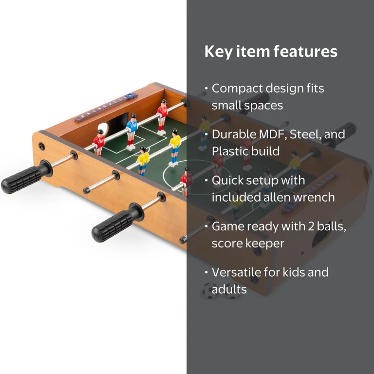 Hey Play 20-Inch Mini Foosball Table - Includes 2 Balls and Score
