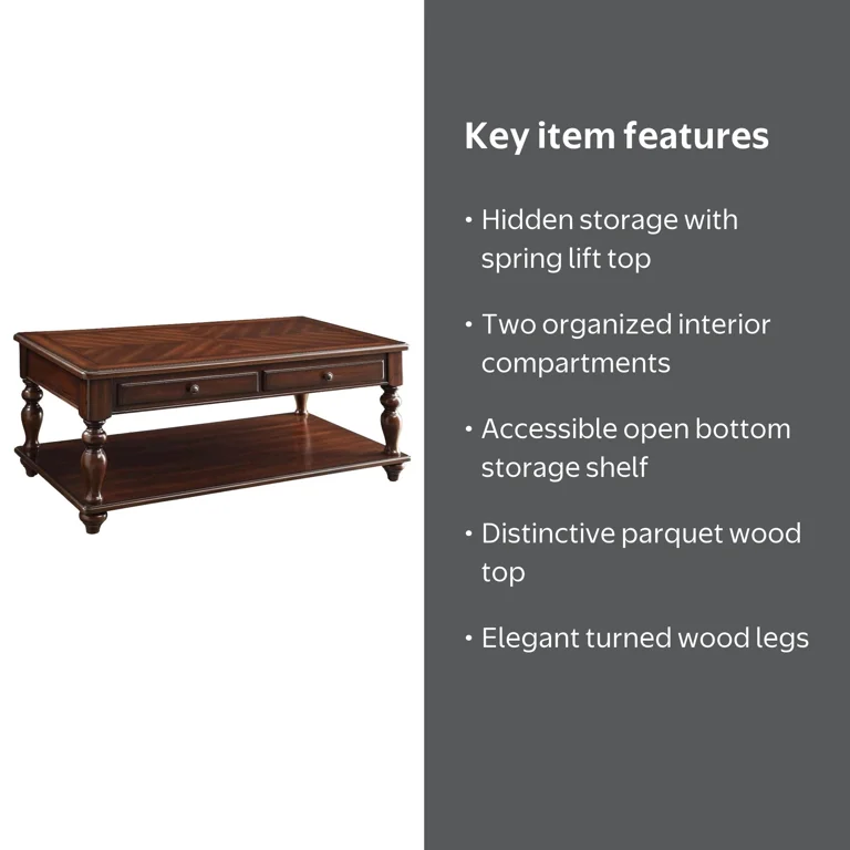 ACME Farrel Coffee Table w/Lift Top in Walnut - Walmart.com