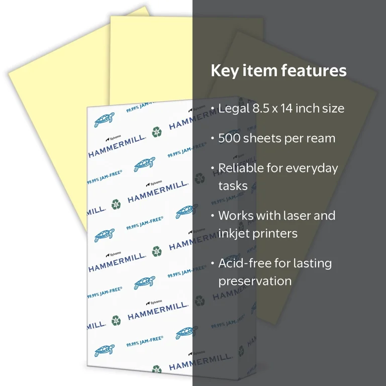 Hammermill Copy Paper 8.5x14 Laser Inkjet 30% Recycled Canary