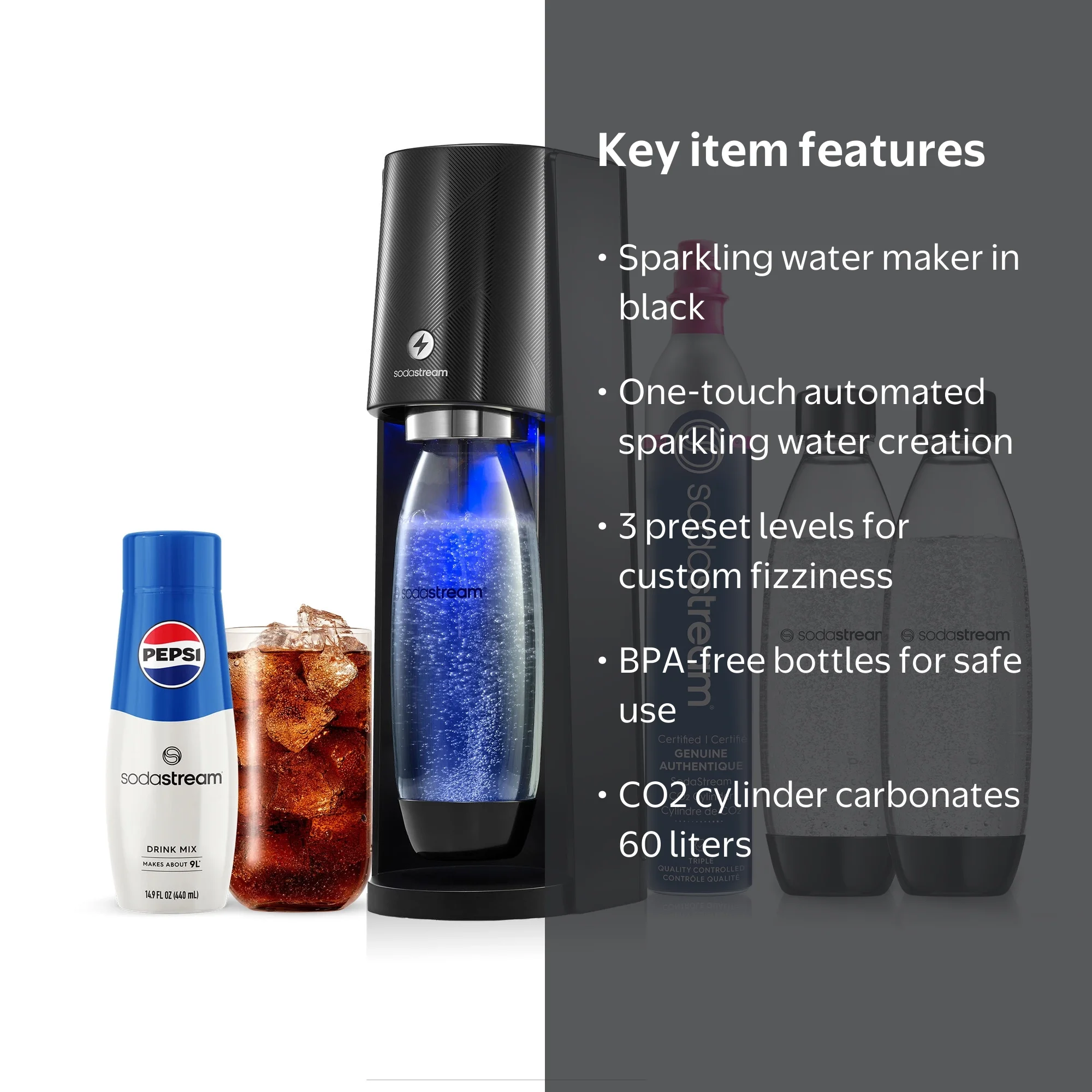 SodaStream E-Terra Sparkling Water Maker Bundle with CO2, 2