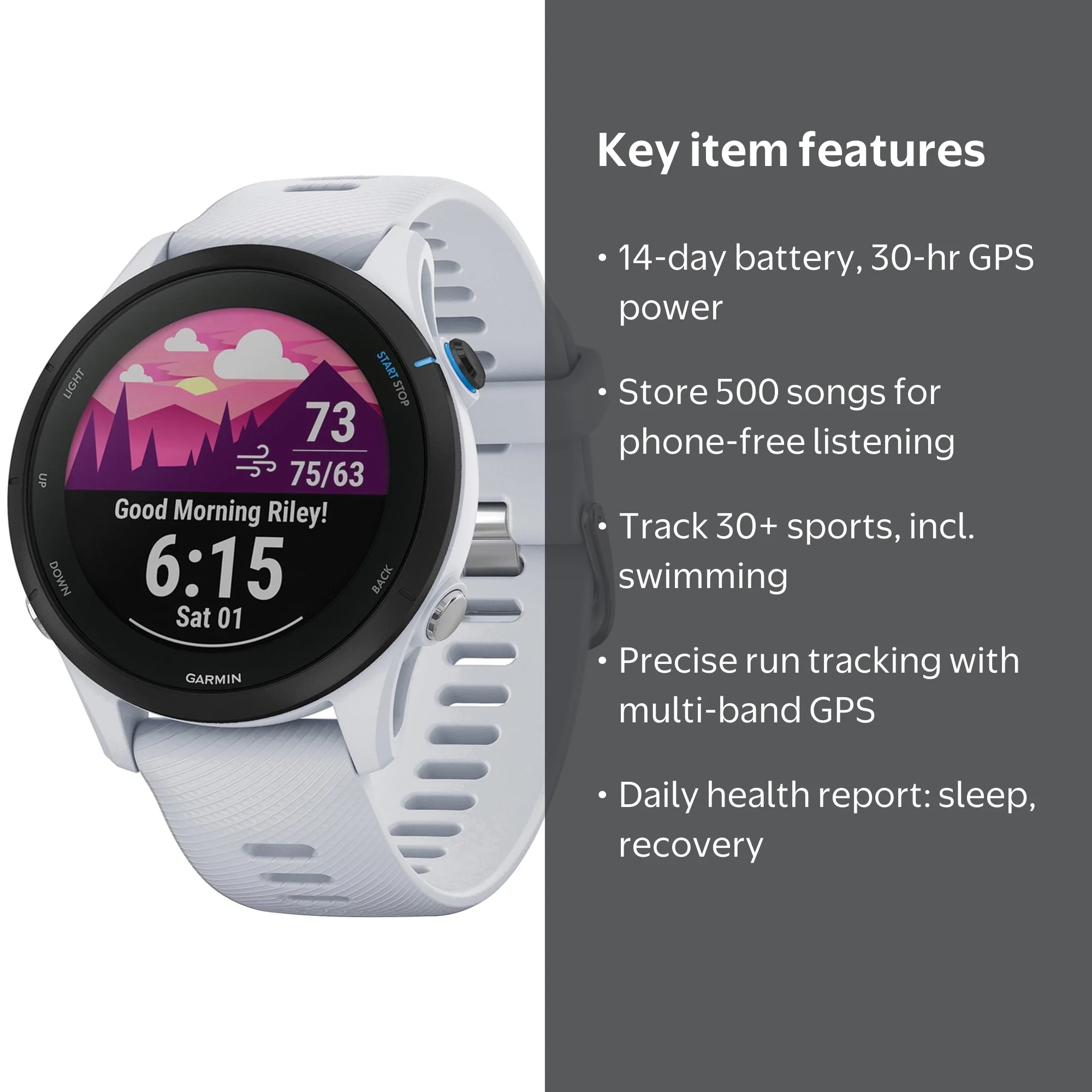 Garmin Forerunner 255 Music, GPS Running Smartwatch with Music