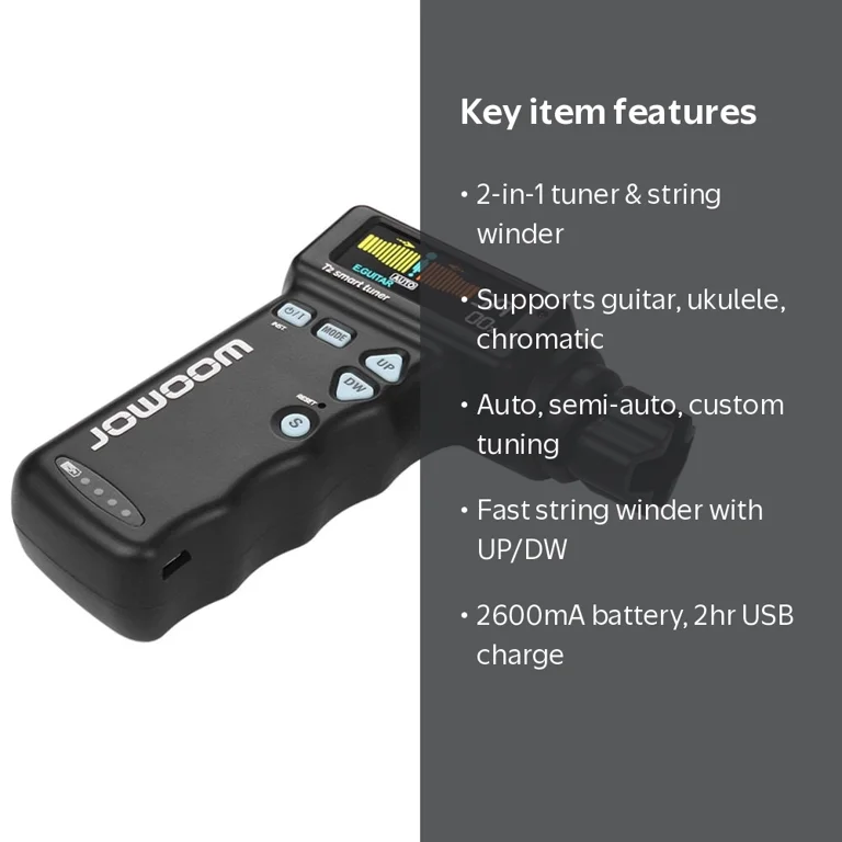 JOWOOM T2 Multi-functional Smart Guitar Tuner Peg String Winder