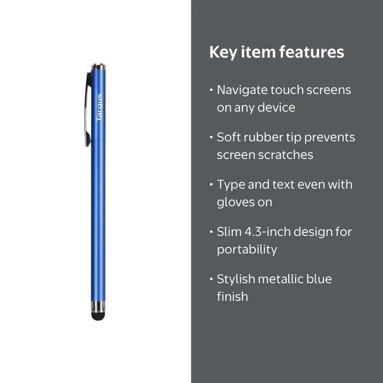 Targus® Slim Stylus For Touch-Screen Displays, Metallic Blue