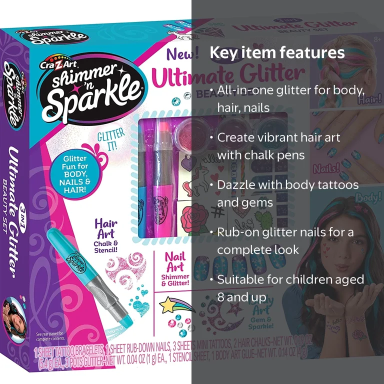 Cra-Z-Art Kids Shimmer 'N Sparkle 3-in-1 Ultimate Glitter Body