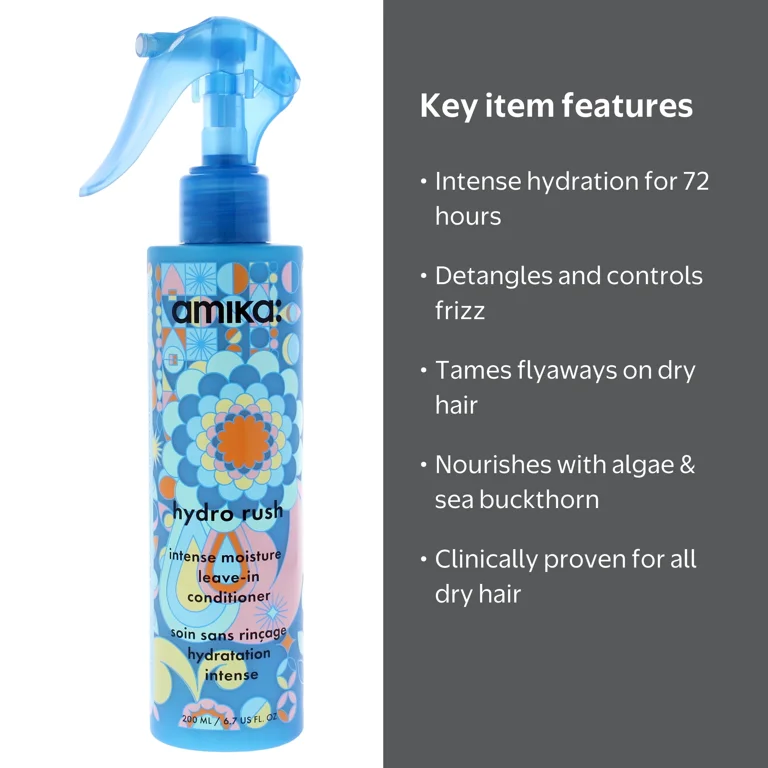 Amika, Hydro Rush Intense Moisture Leave In Conditioner, 6.7 oz