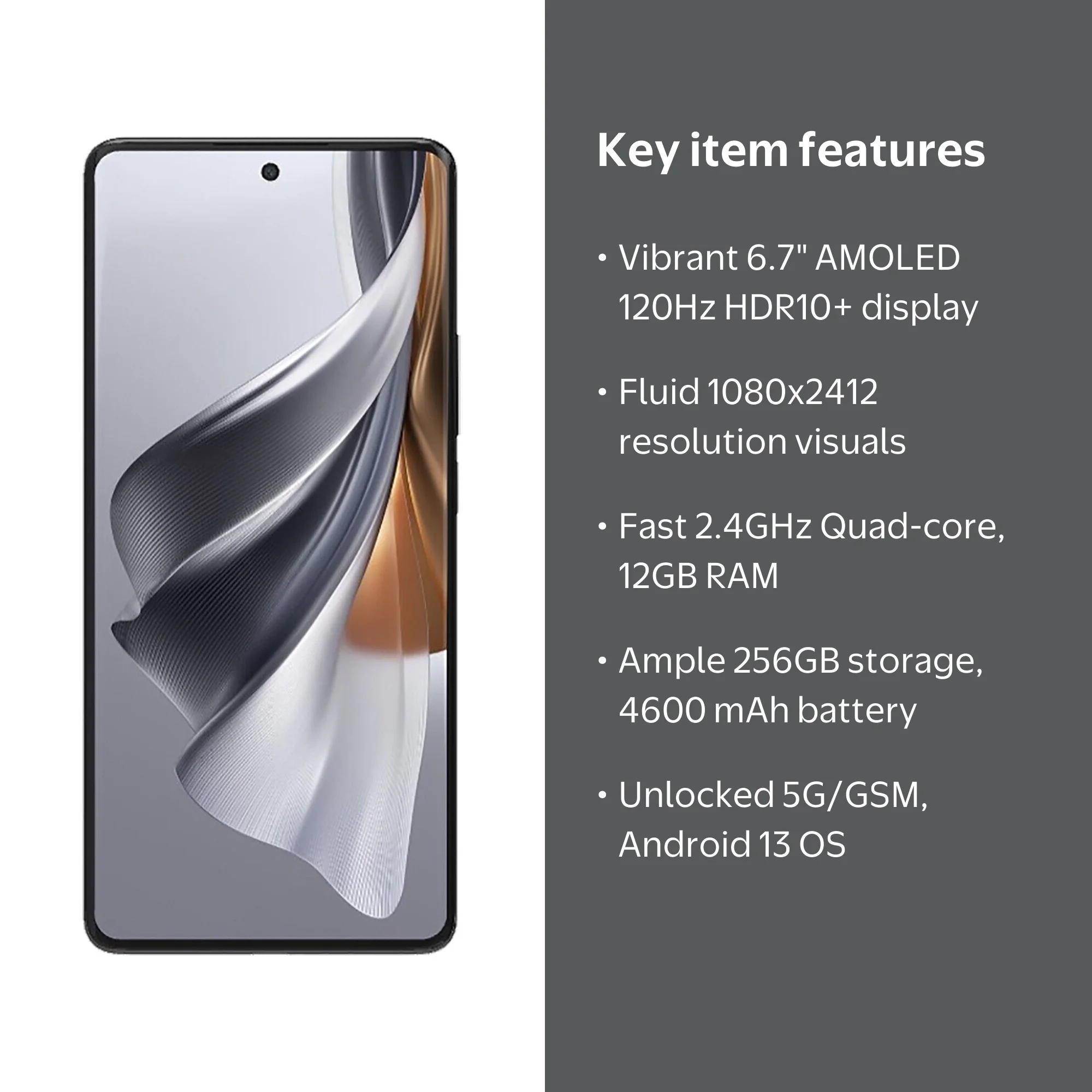 Oppo Reno 10 Pro 5G 256GB Smartphone (Unlocked), Silver Grey