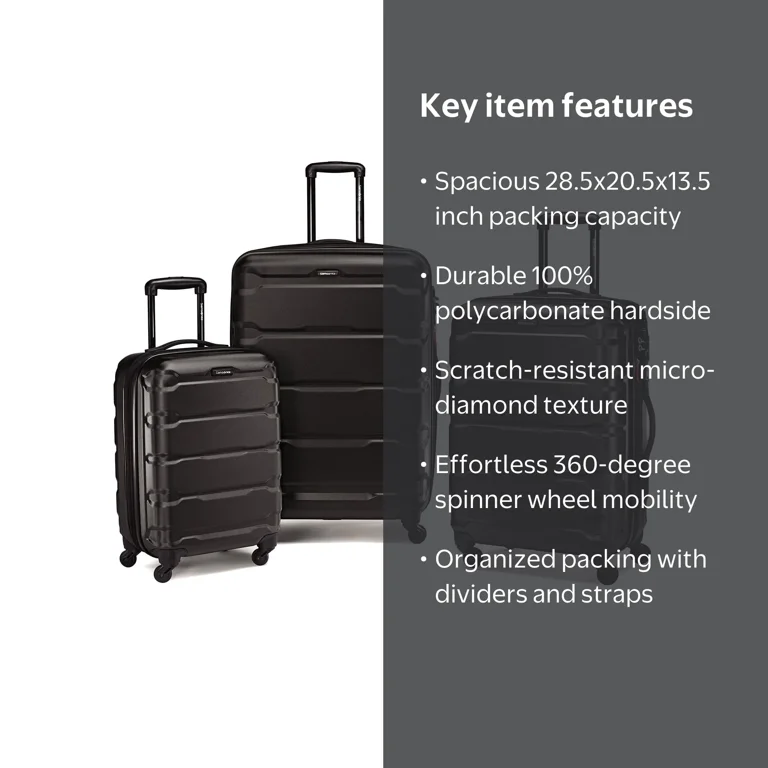 Samsonite Omni PC 3 Piece Hardside Spinner Set (Black) - Walmart.com