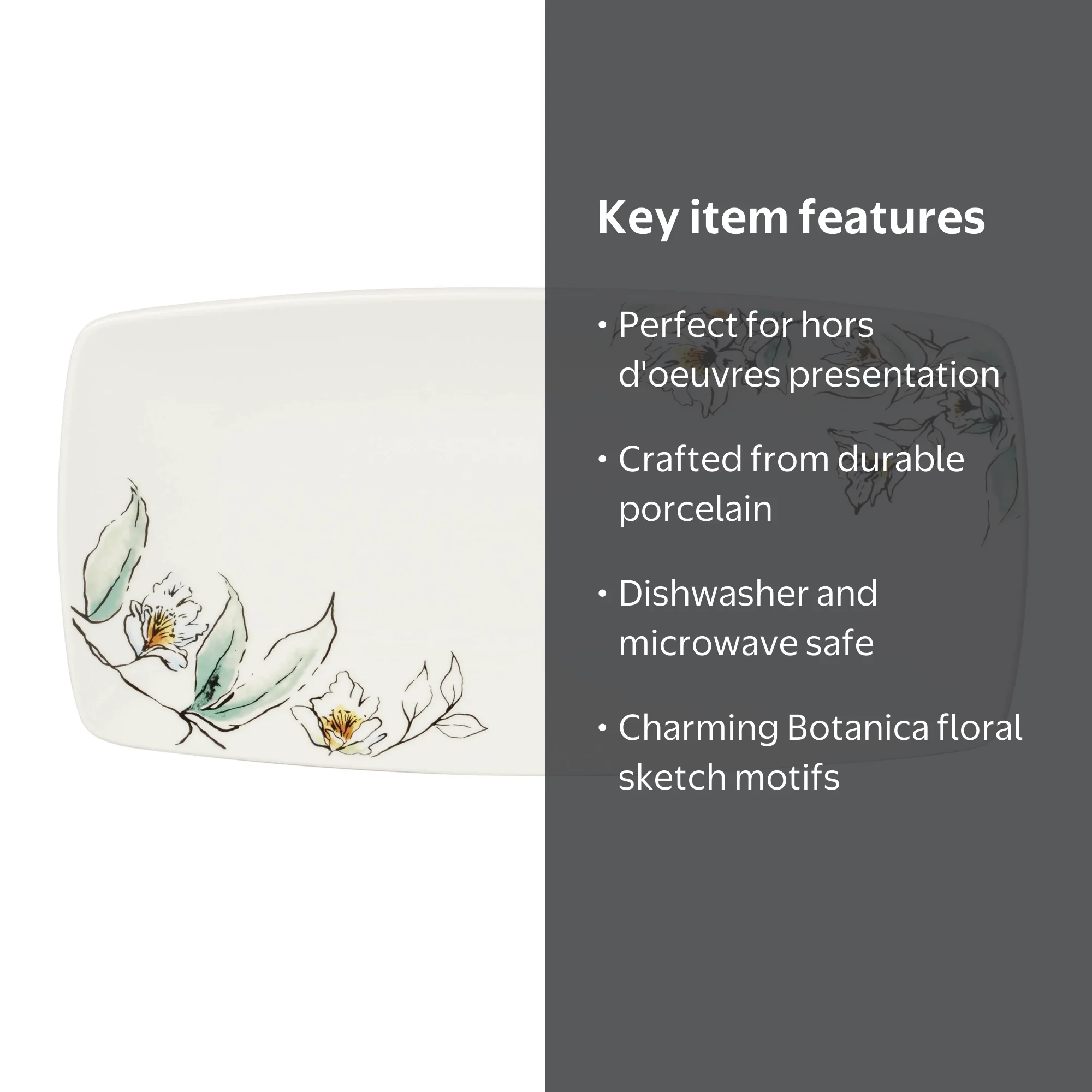 Oneida Entertain 365 Botanica Porcelain Hors d'Oeuvres Serving