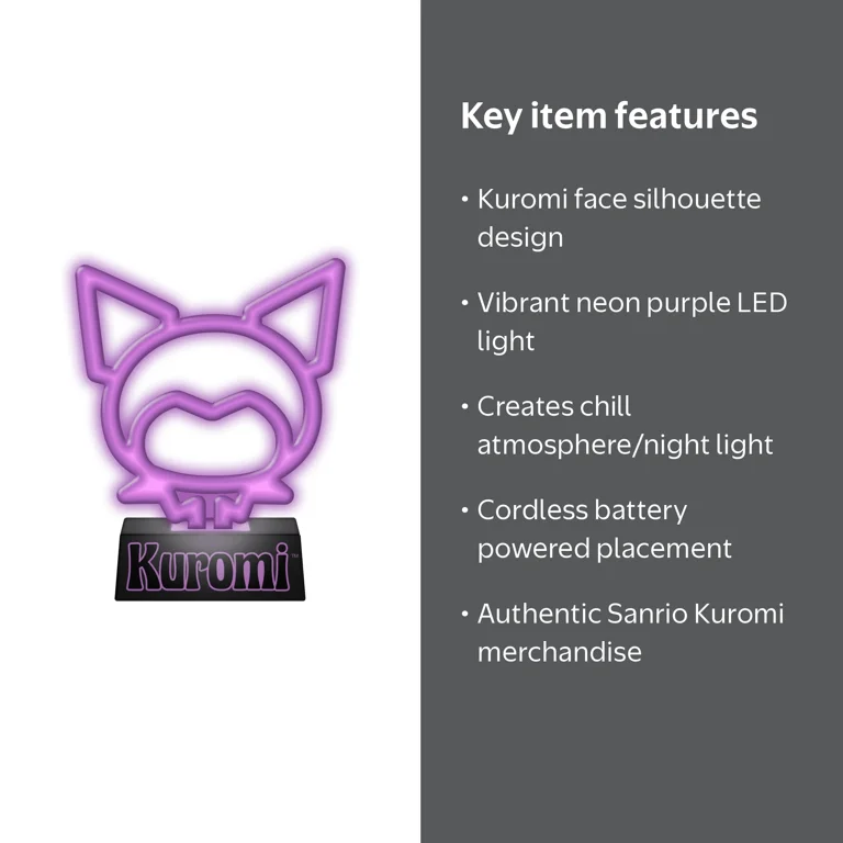Hello Kitty, Neon LED Lamp, Kuromi Face Silhouette, Battery