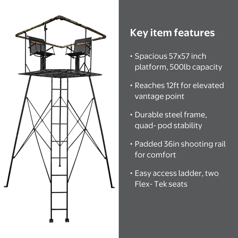 Muddy 12' Quad Pod Hunting Stand with Shooting Rail - Walmart.com