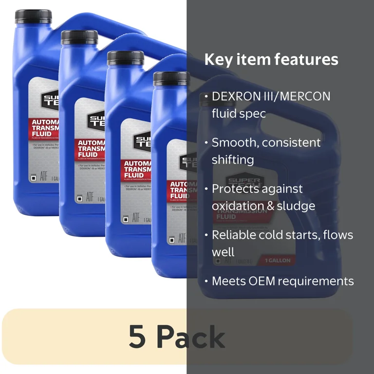 5 pack) Super Tech Automatic Transmission Fluid, DEXRON III/MERCON