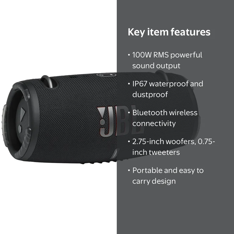 JBL, Xtreme 3 Portable Wireless Bluetooth Speaker, Black - Walmart.com