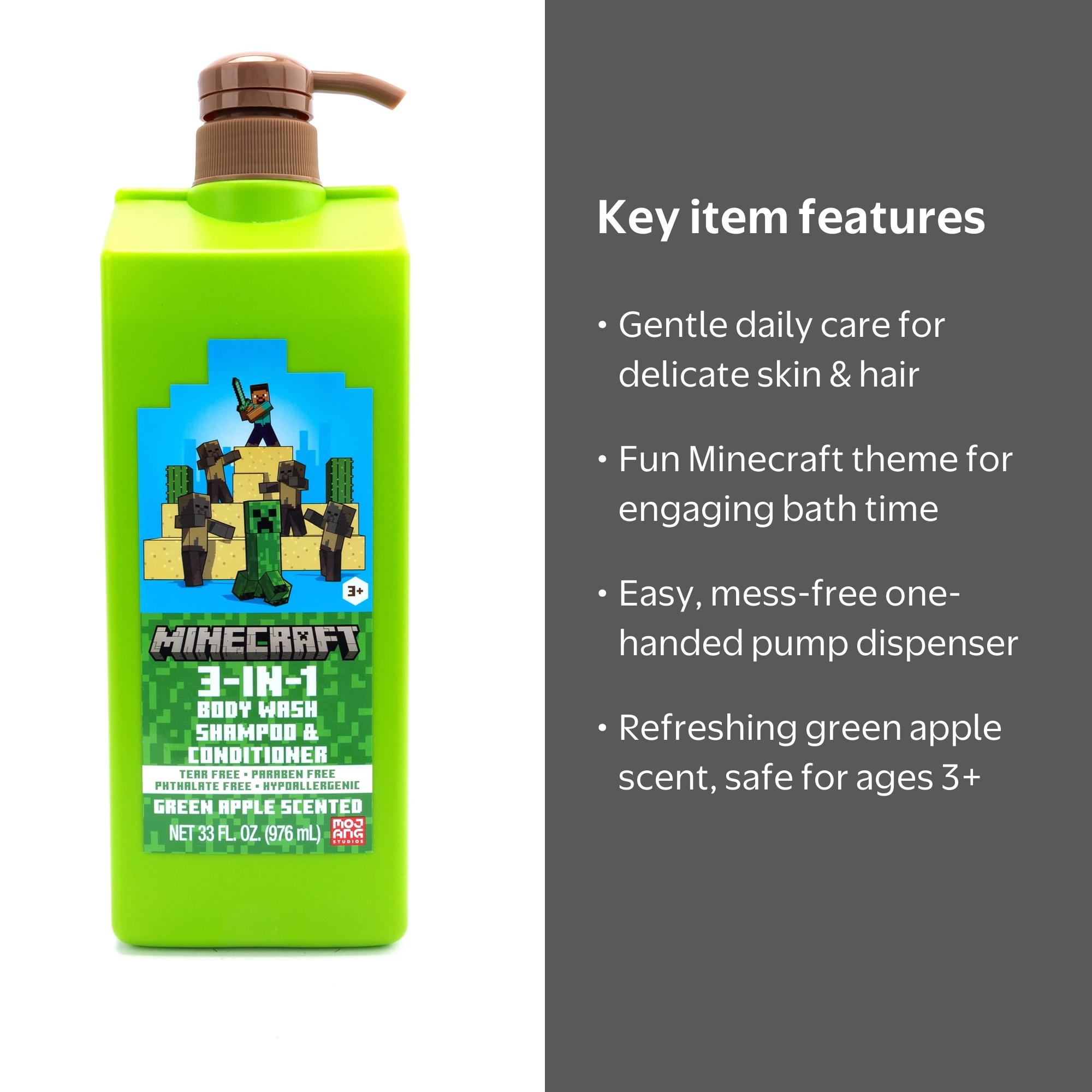 Minecraft 3-in-1 Wash, 33oz, Green Apple Scented, Age 3+ - Walmart