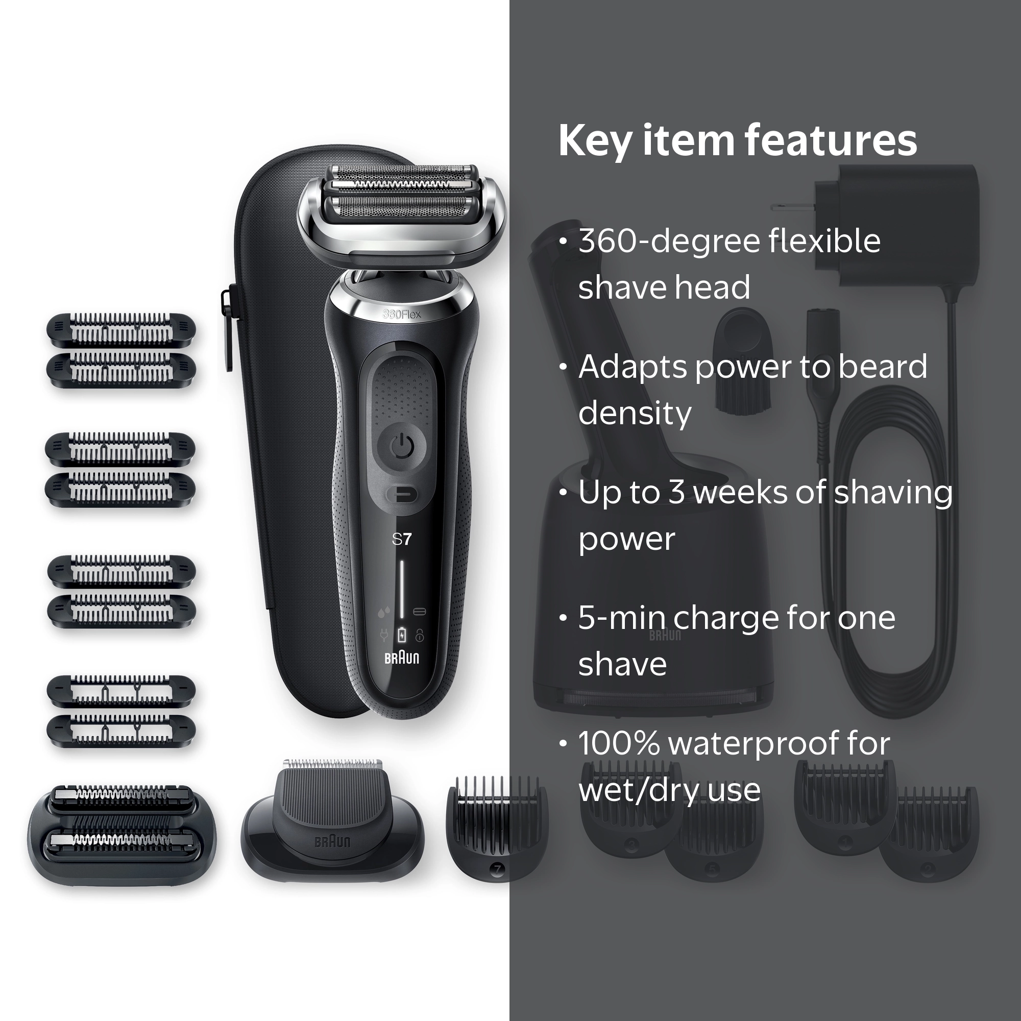 Braun, Men's Electric Shaver, Series 7 7085cc, Wet Dry