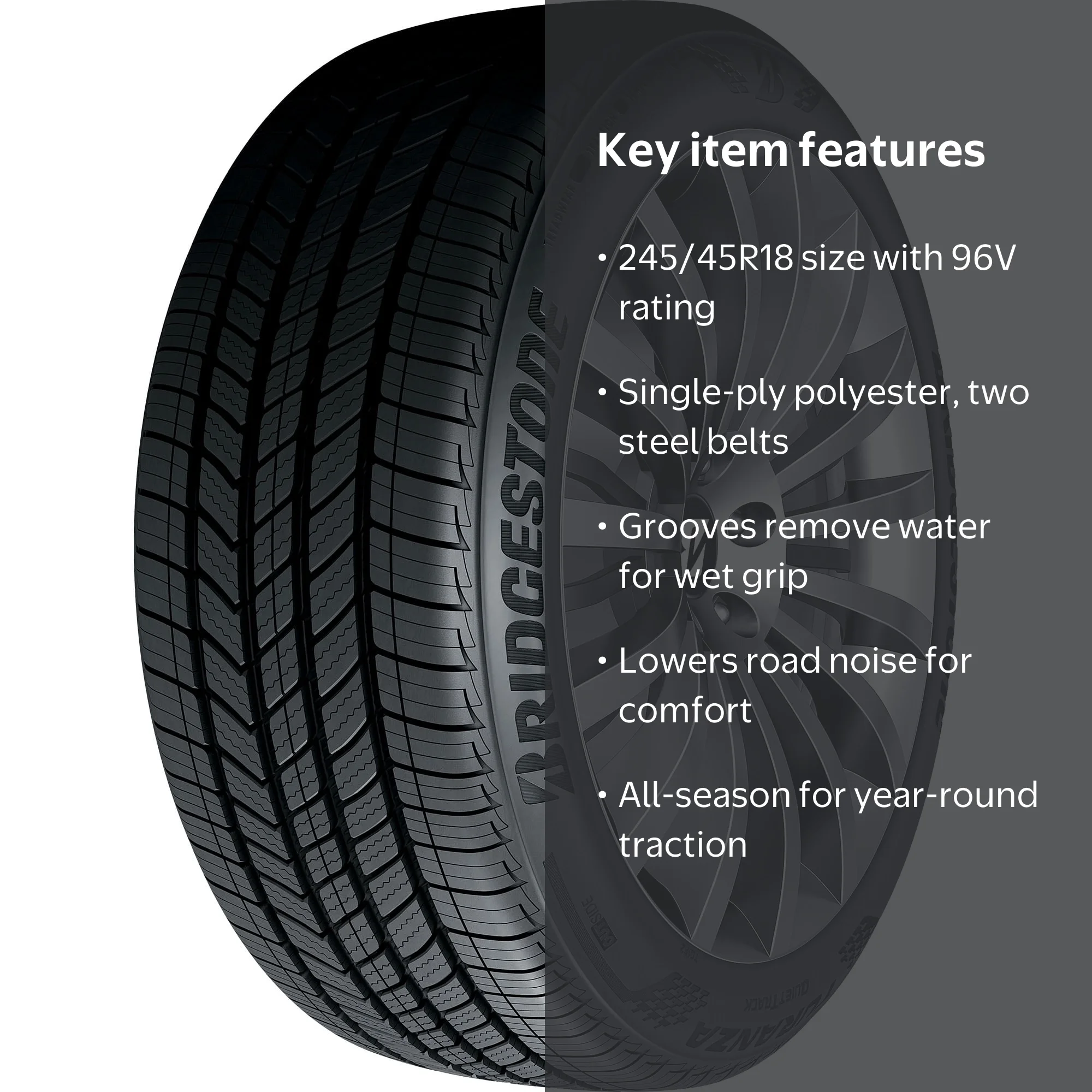 Free Shipping! Bridgestone Turanza QuietTrack 245/45-18 96 V All