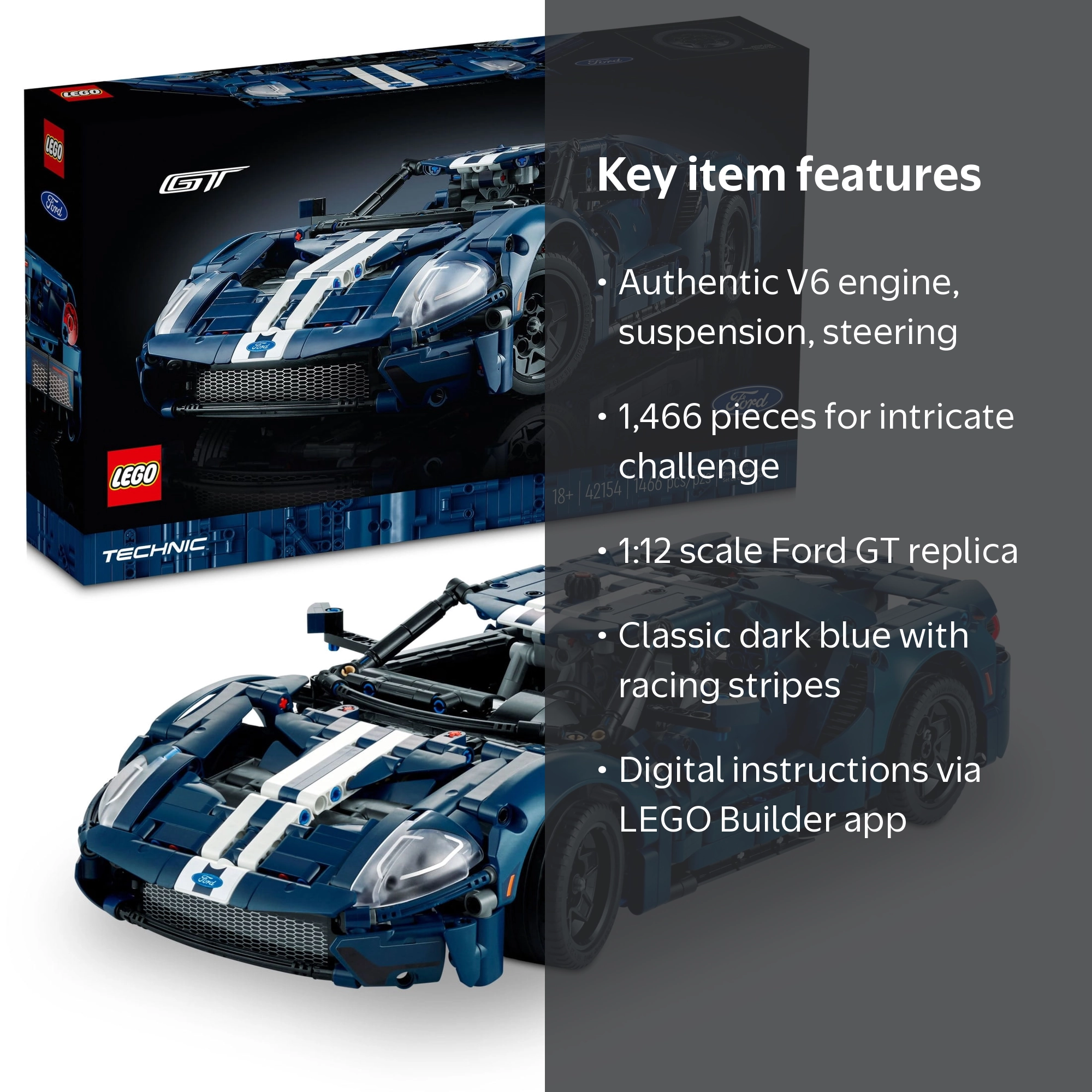 LEGO, Technic Ford GT 42154, Car Model Kit, 1466 Pieces - Walmart.com