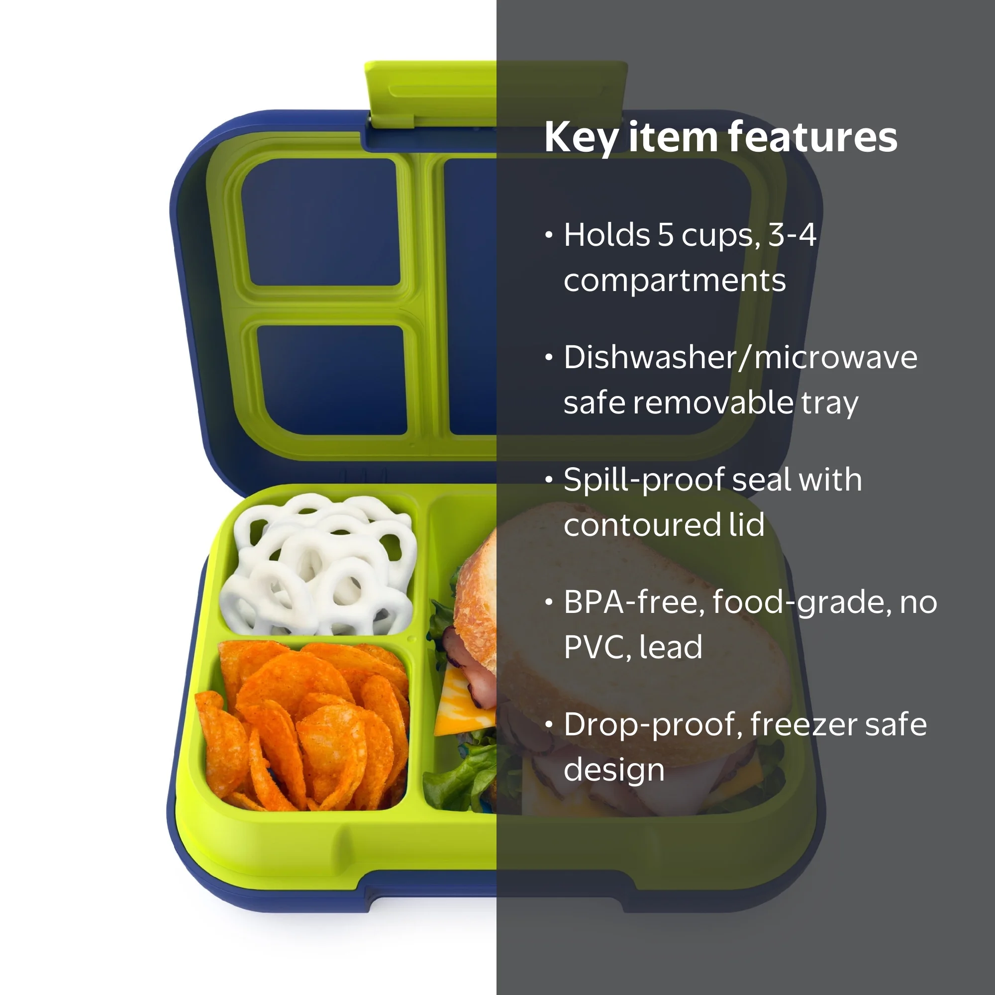 Bentgo, Lunch Box, Leak-Resistant, 3-4 Compartments, Holds 5 Cups