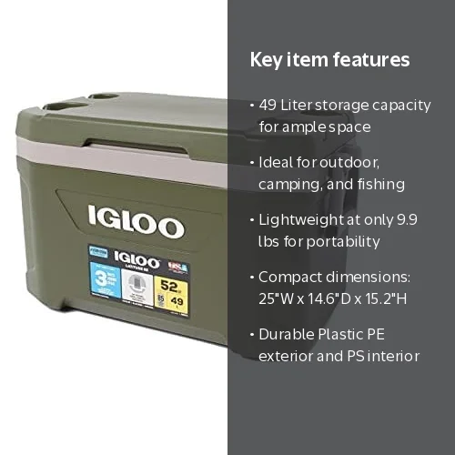 Igloo Sportsman Latitude Cooler Box, 11.2 gal 49 L, Outdoor