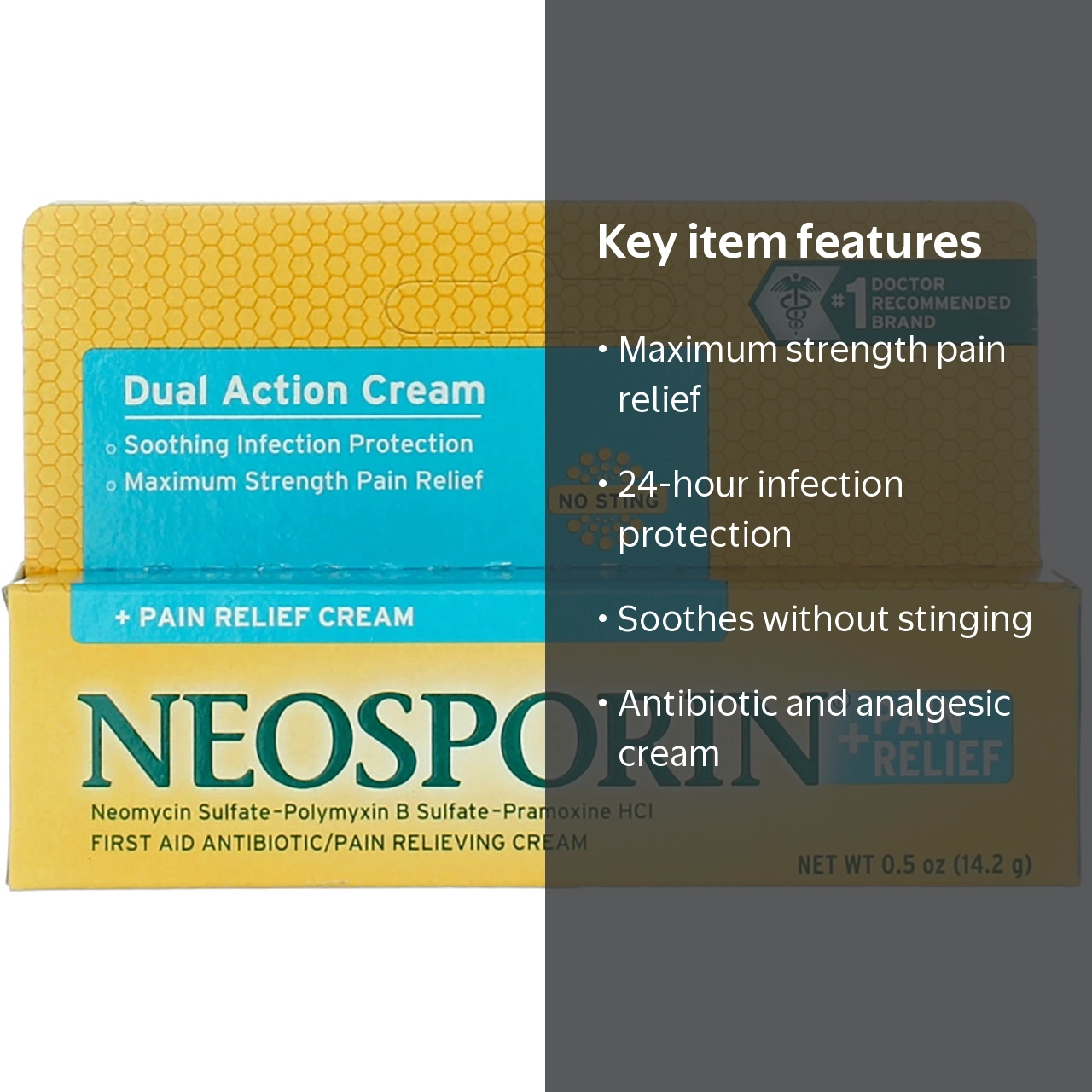 Neosporin Dual Action Antibiotic & Pain Relief Cream, 0.5 oz, 2ct