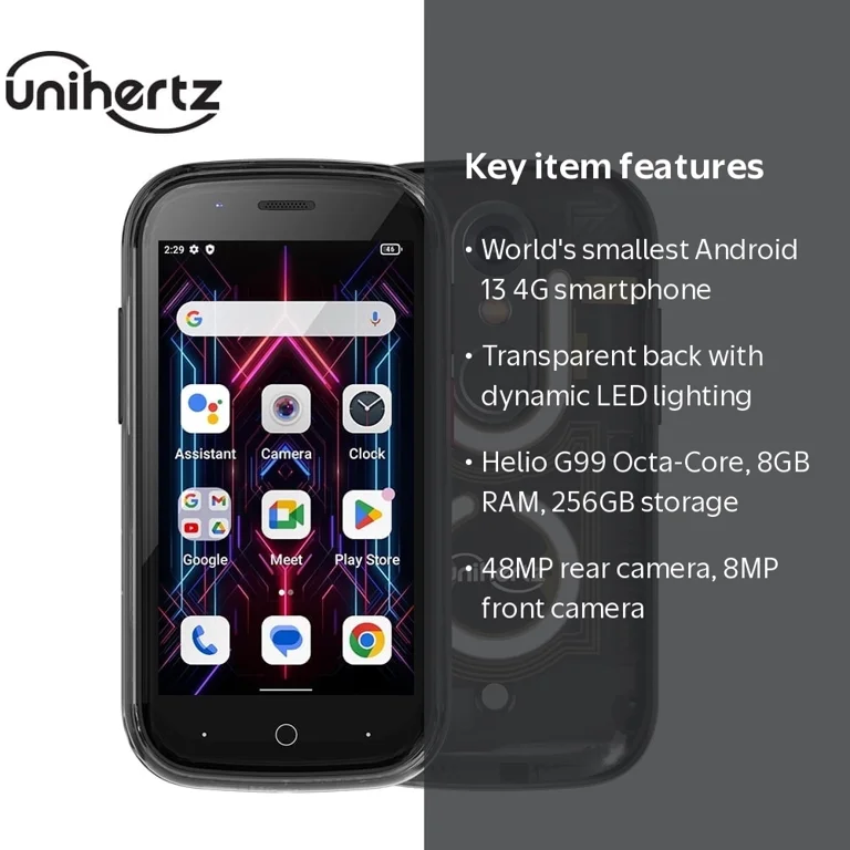 Unihertz Jelly Star, Smallest 4G Android 13, LED Light, NFC OTG