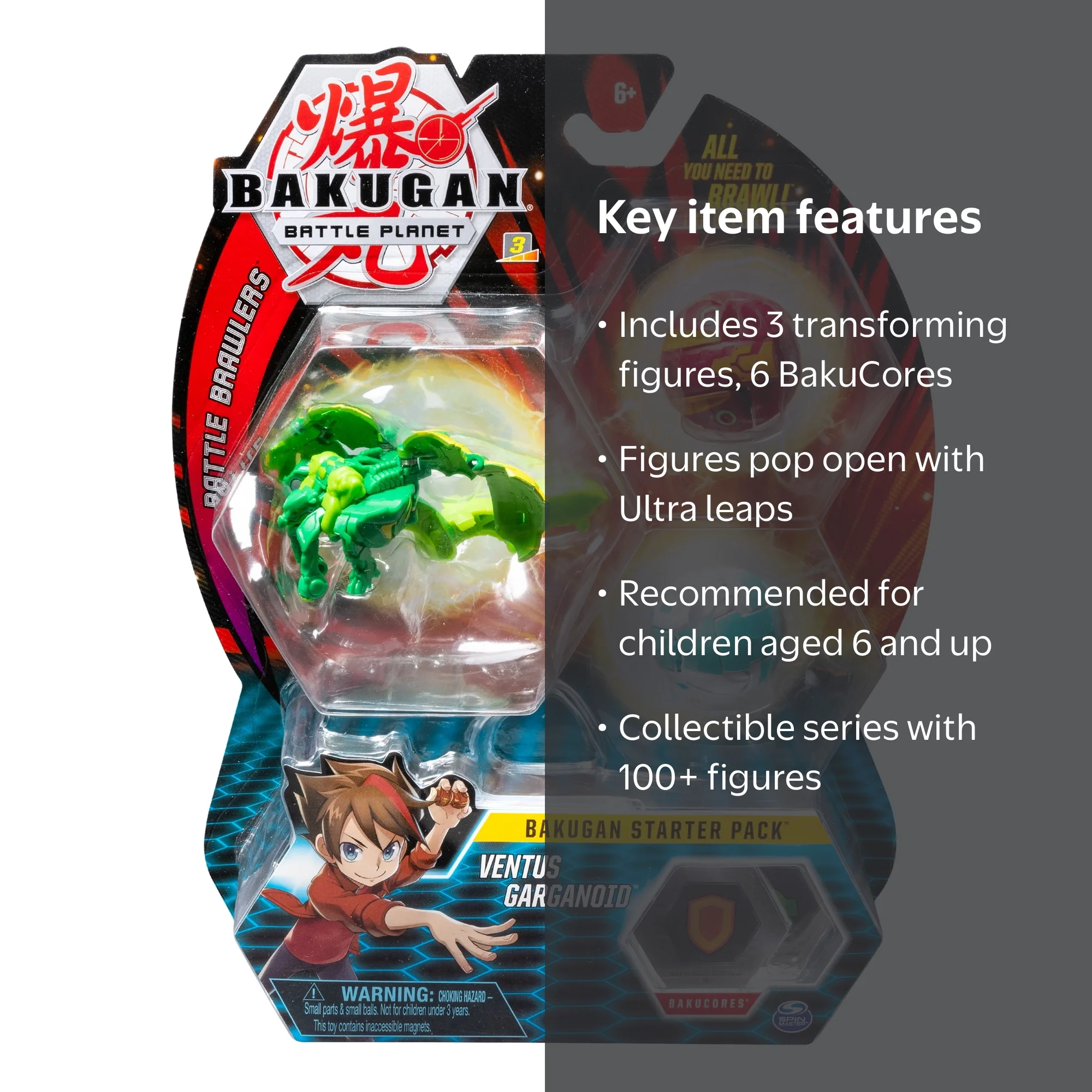 Bakugan Starter Pack 3-Pack with Ventus Garganoid, Collectible