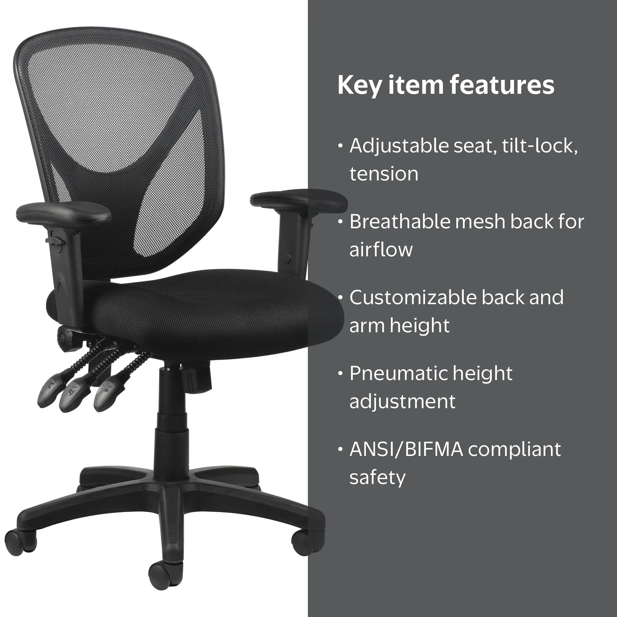 Realspace, Multifunction Ergonomic Super Task Chair, Black, Mesh