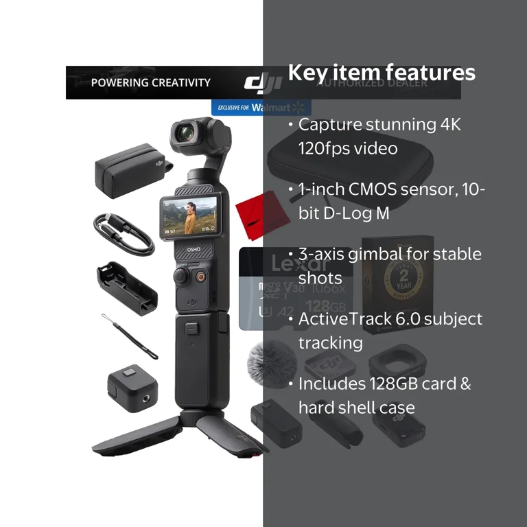 DJI Osmo Pocket 3 Creator Combo 4K Handheld 3-Axis Gimbal Bundle
