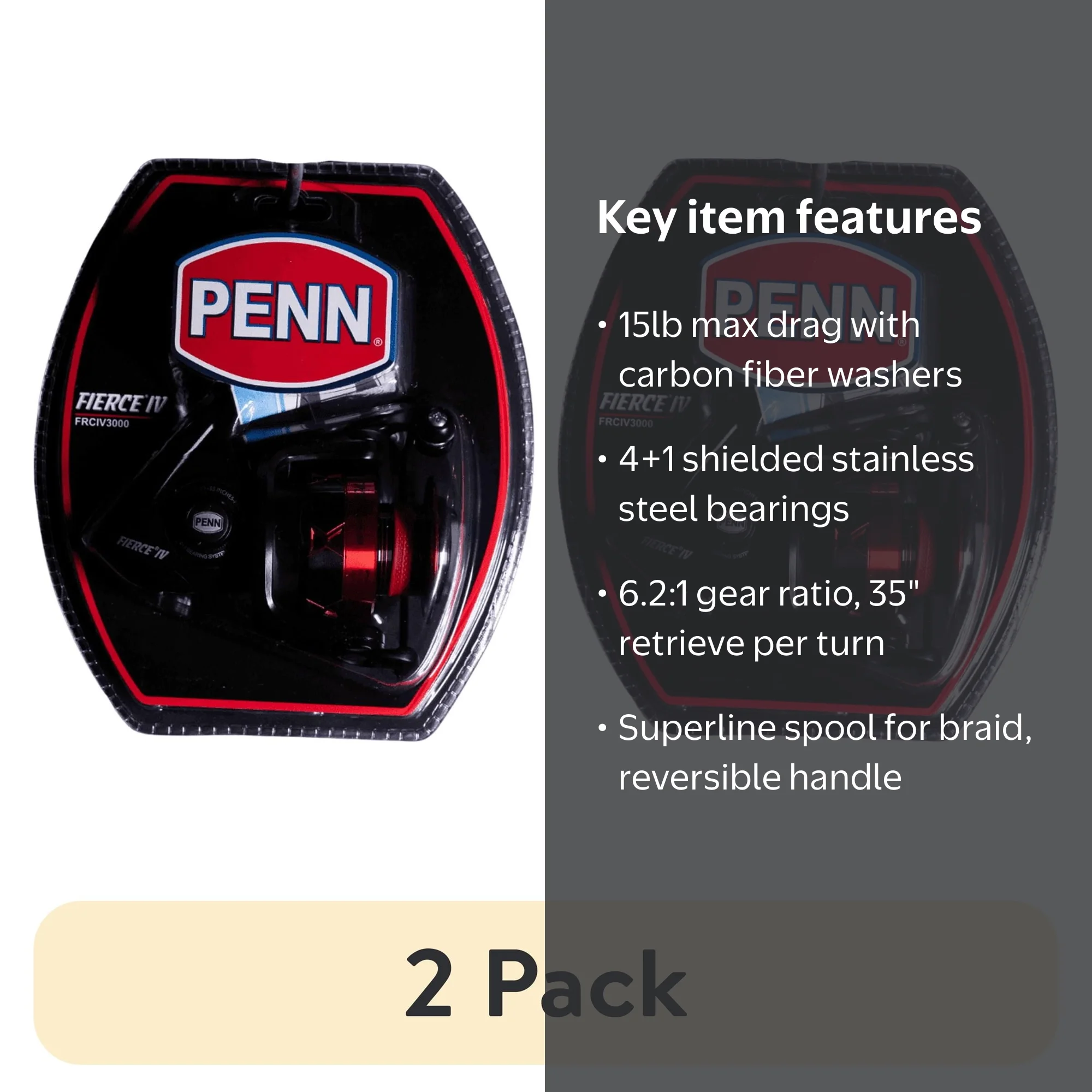 ペンリーン　Penn reels 6点セット　他商品も購入で大幅値引き！！ 2 pack) PENN Fierce IV Spinning Reel, 3000 Size Fishing Reel