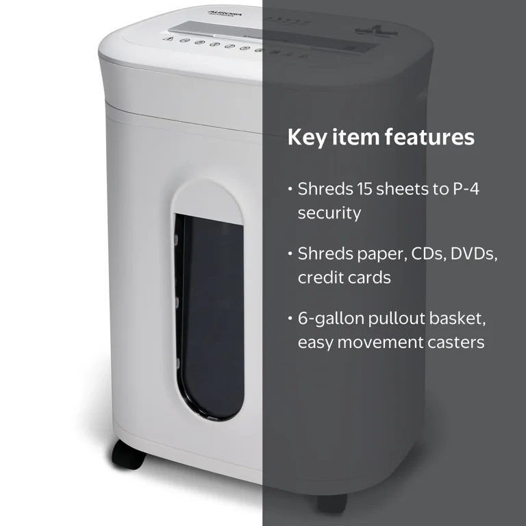 Aurora AU1562XA Heavy Duty Anti-Jam 15-Sheet Crosscut Shredder/60