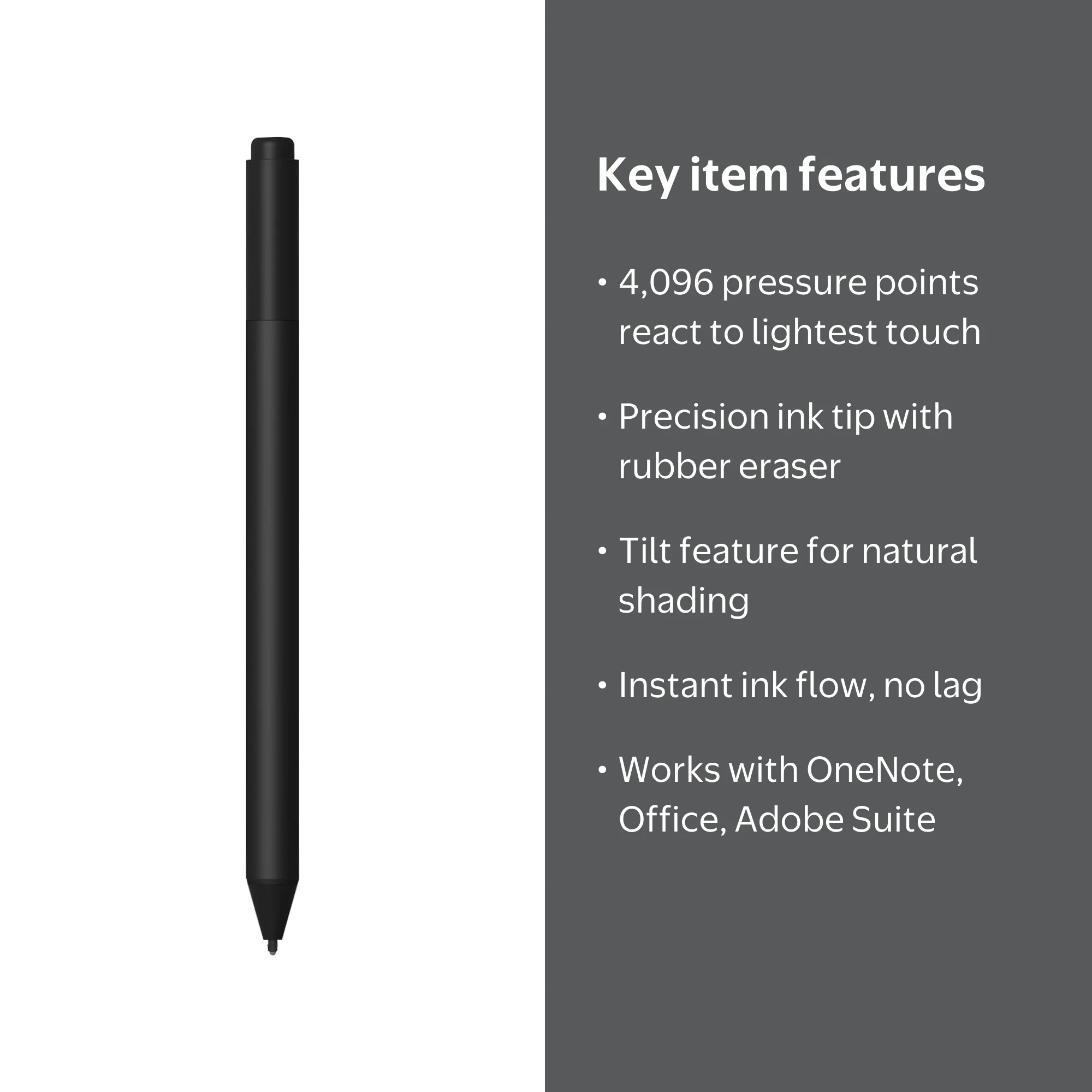 Microsoft Surface Pro Stylus Pen, Bluetooth 4.0, Charcoal, EYU