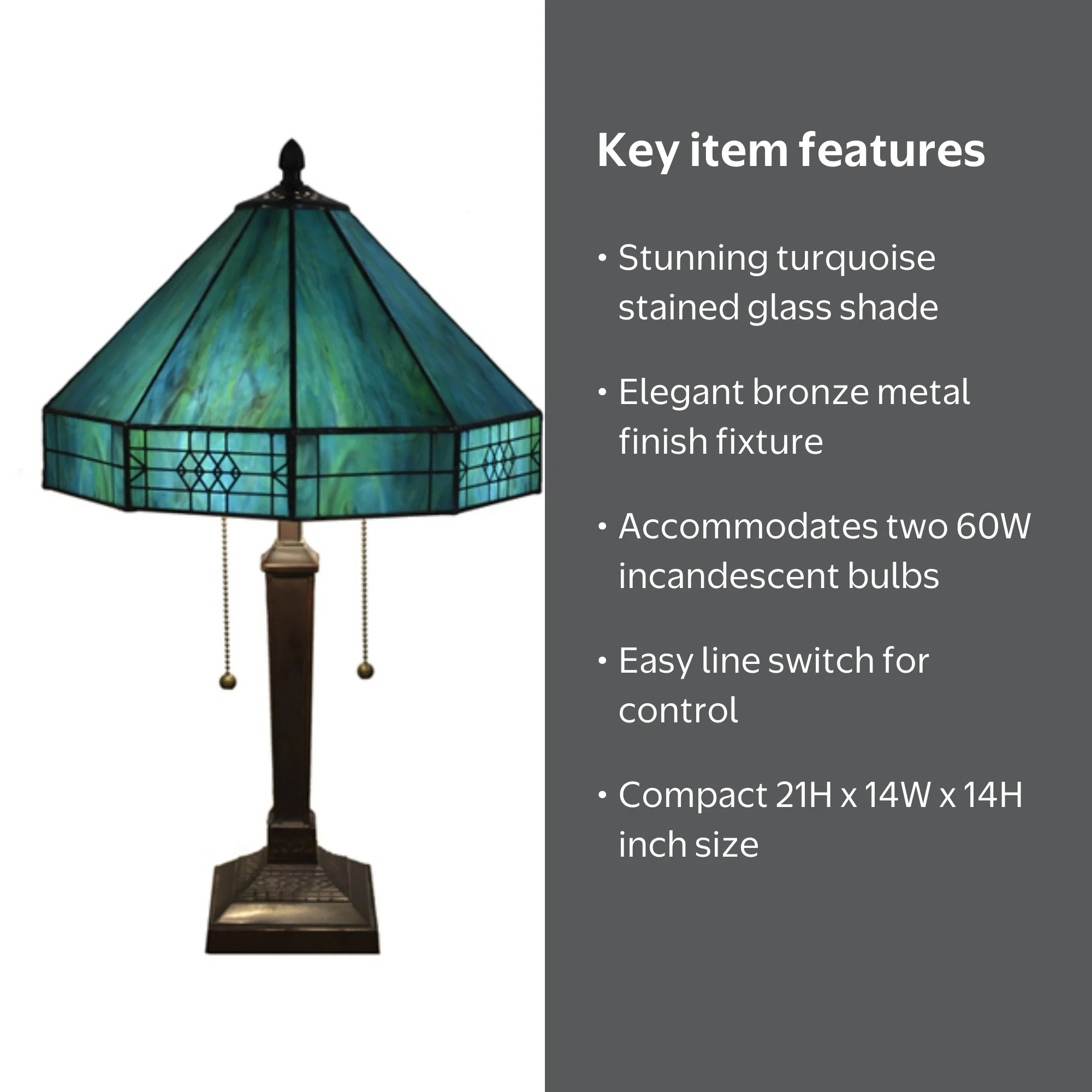 Maeve Tiffany-style 2-light Turquoise Table Lamp - Walmart.com