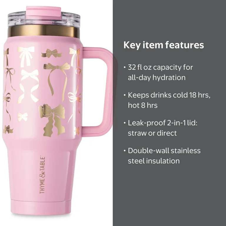 Free Shipping! Thyme & Table 32oz Stainless Steel Luna Tumbler