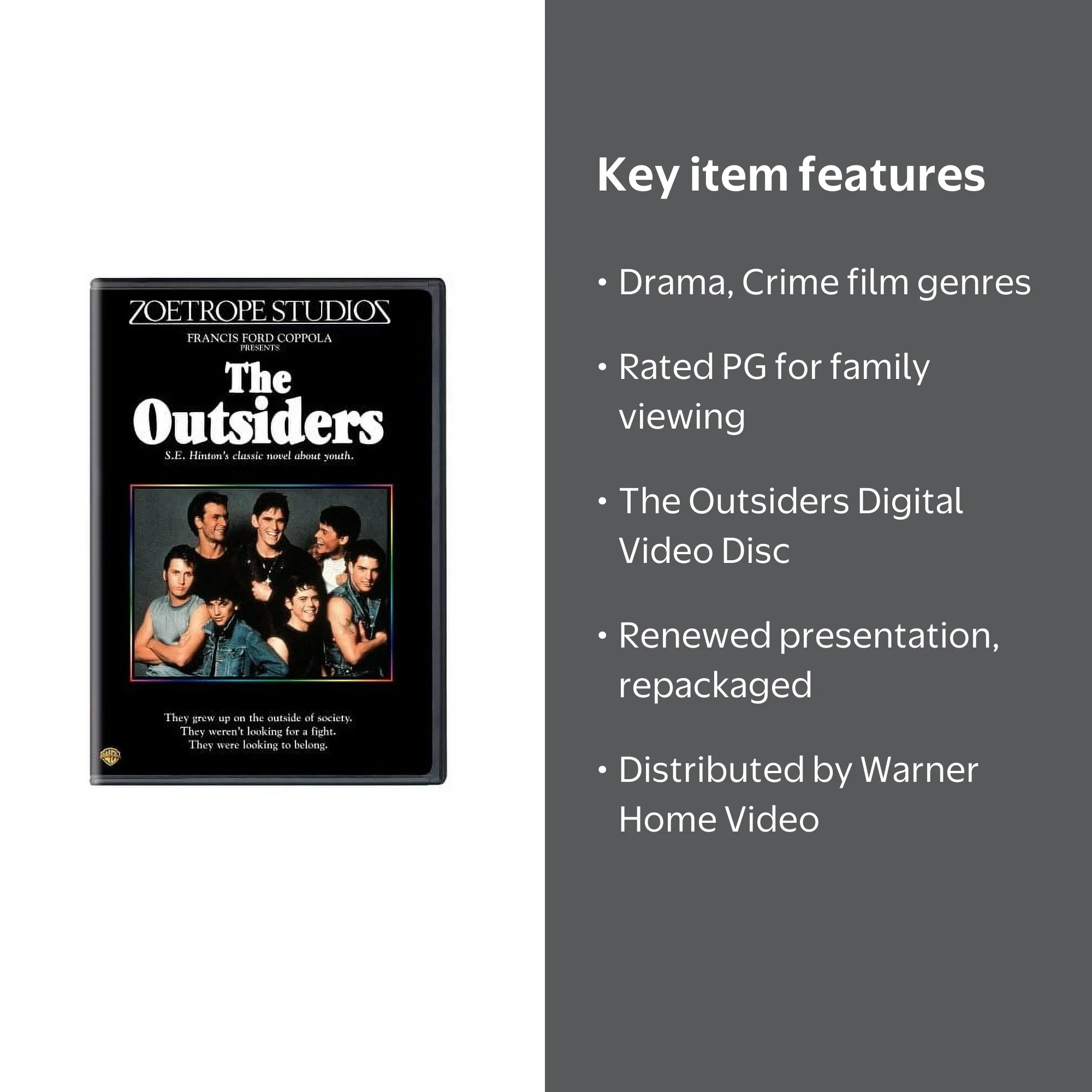 The Outsiders PG Drama - Repackaged DVD by Warner Home Video