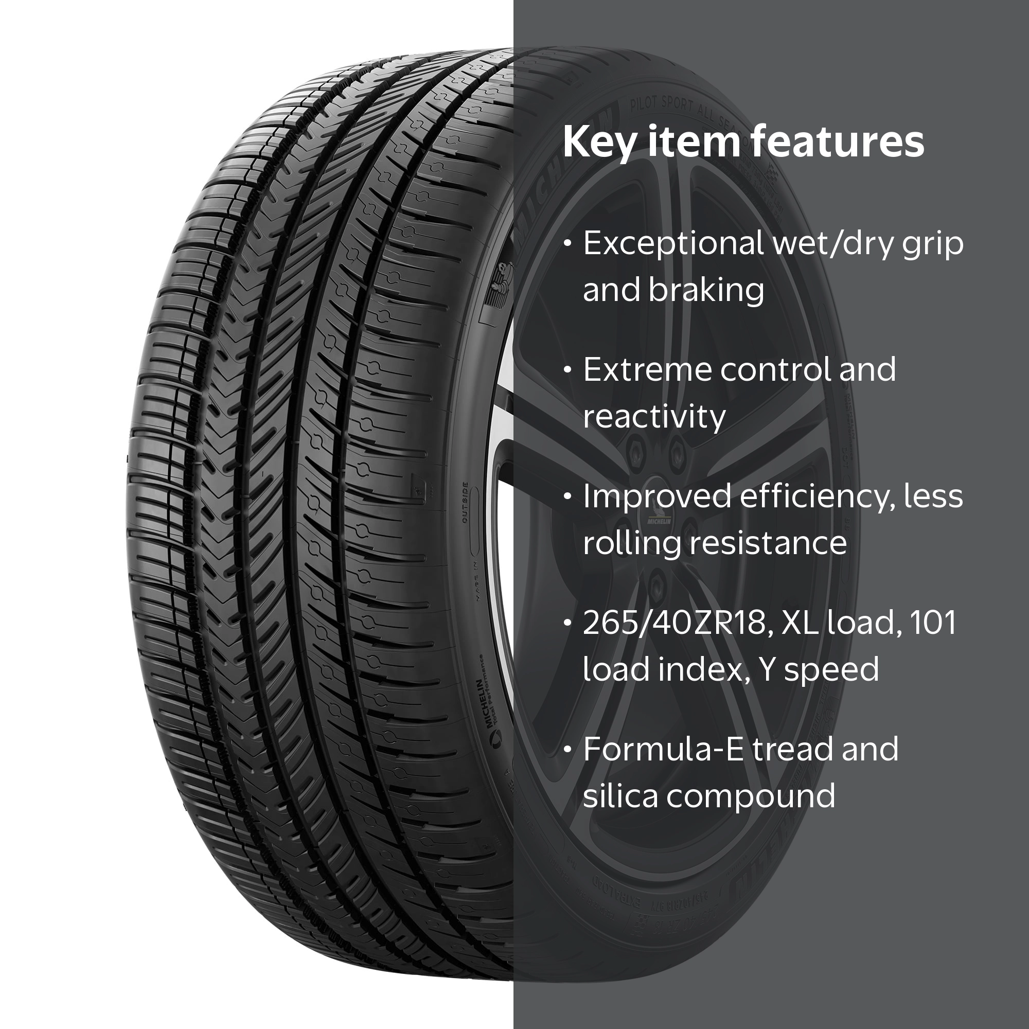 「RT-1094382742」 Michelin, All-Season Tire, 265/40ZR18/XL 101Y, Control, Wet Dry