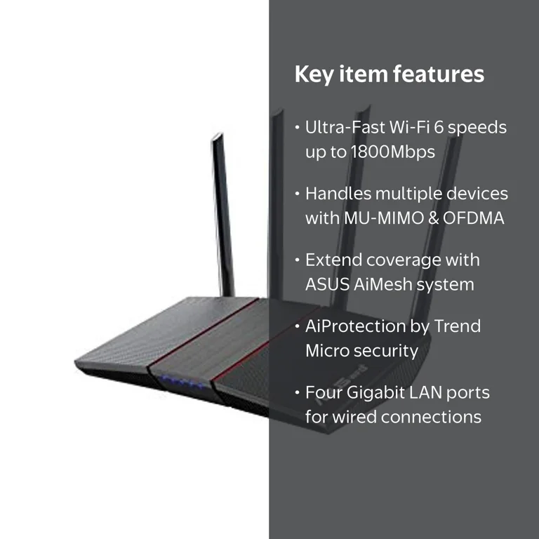 ASUS, Dual Band WiFi 6 Router, AX1800, Lifetime Security - Walmart.com