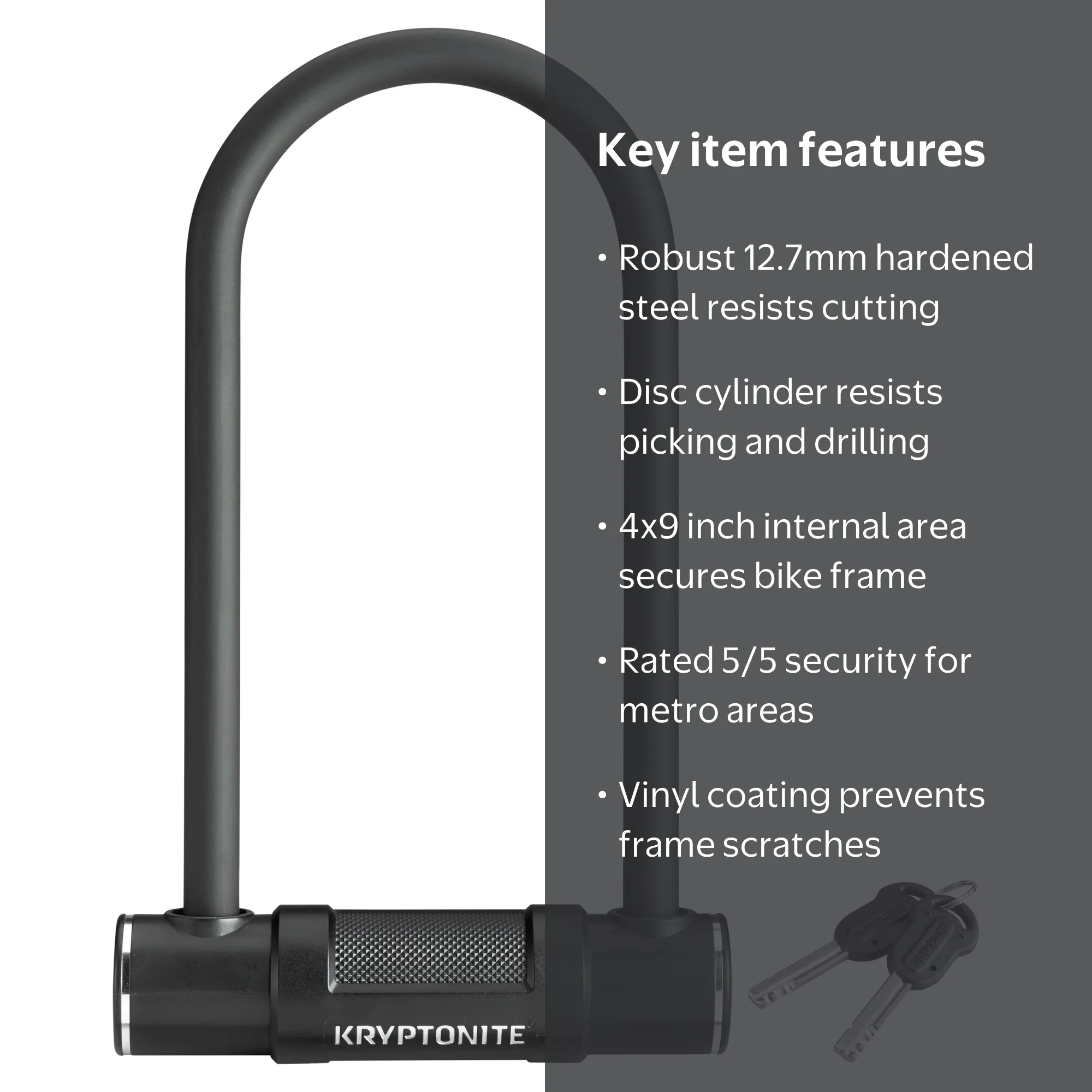 Kryptonite 12.7mm U-Lock Bicycle Lock, Hardened Steel Shackle