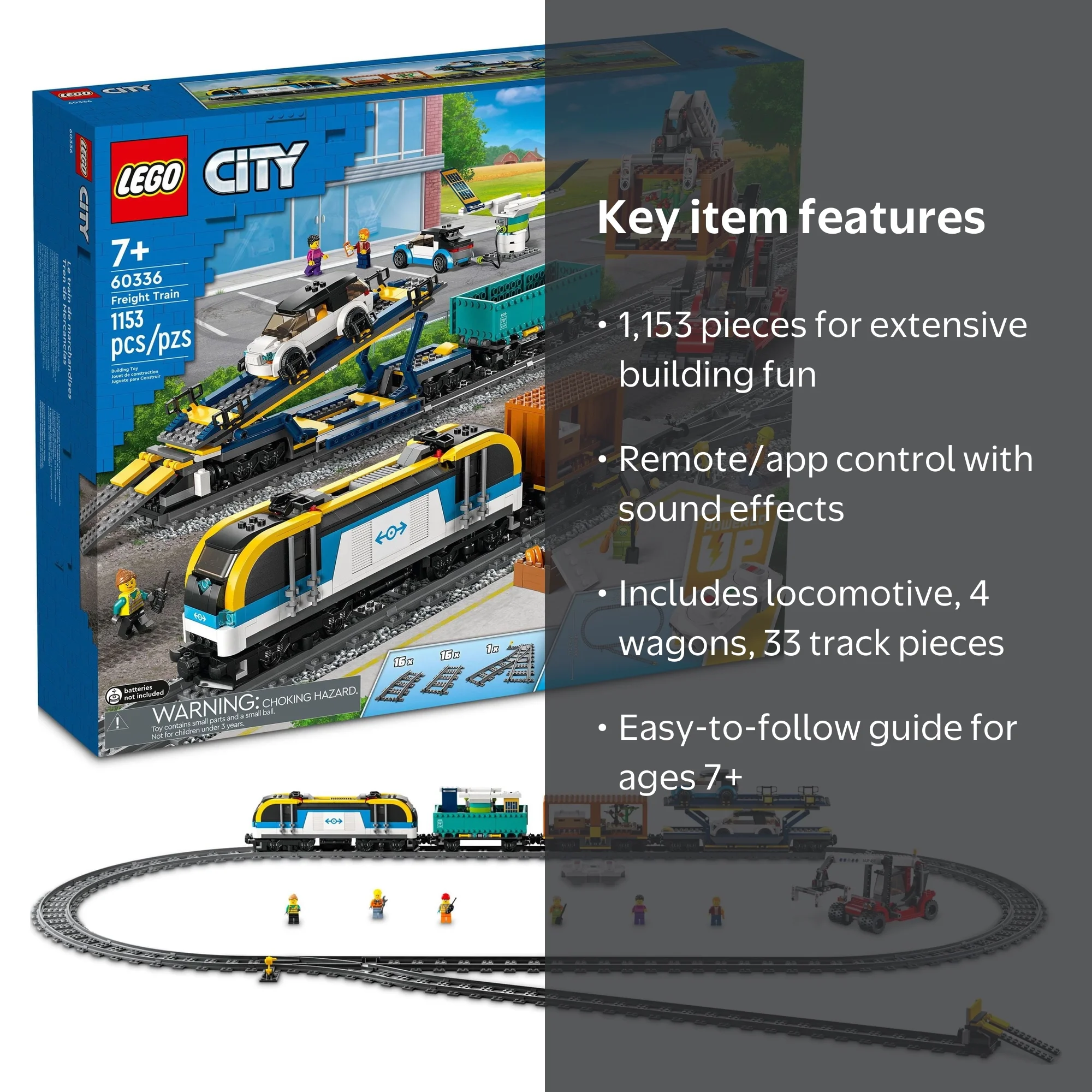 LEGO, City Freight Train 60336 Building Set, 1,153 Pieces
