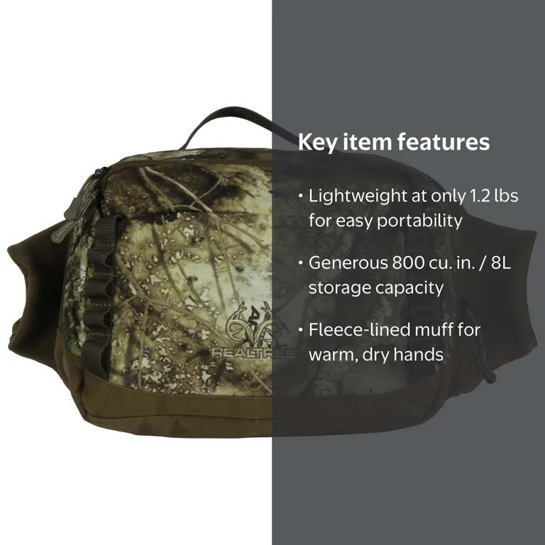 Realtree APX Hunting Waist Pack with Handwarmer Muff and Storage