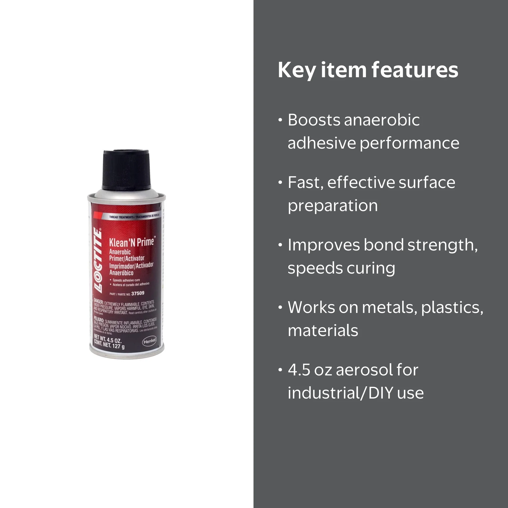 Loctite 494147 Klean 'N Prime, Anaerobic Activator Aerosol Can
