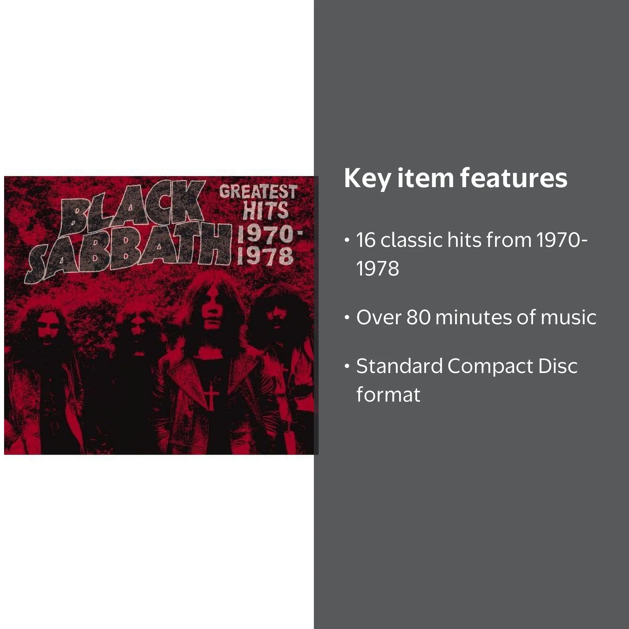 Rhino Outdoors, Music CD, Black Sabbath Greatest Hits 1970 1978