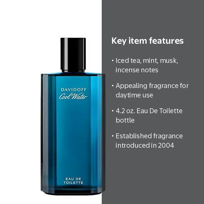 Davidoff Cool Water Eau De Toilette, 4.2 oz, Daytime Fragrance