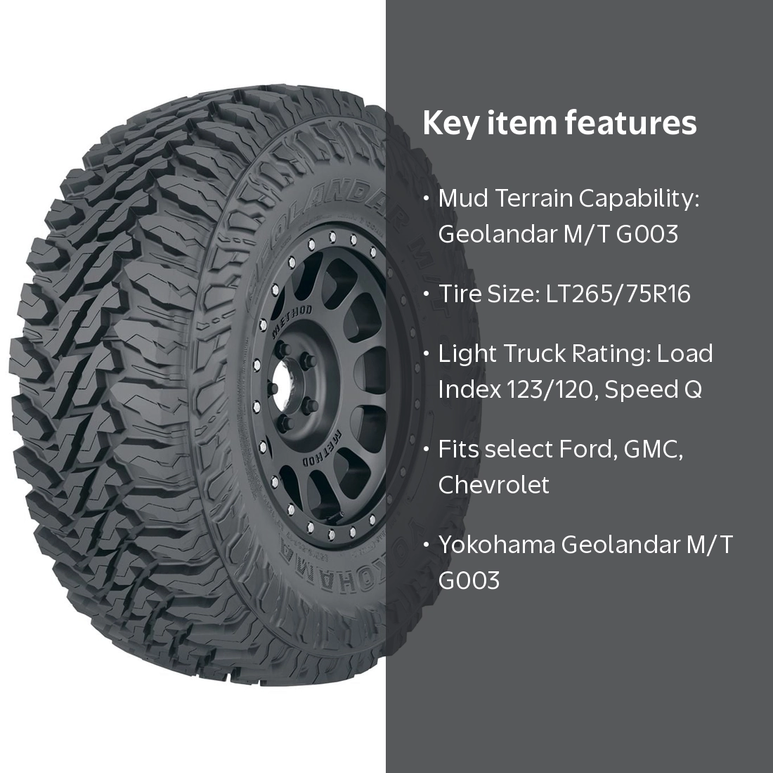 Yokohama Geolandar M/T G003 Mud Terrain LT265/75R16 123/120Q E