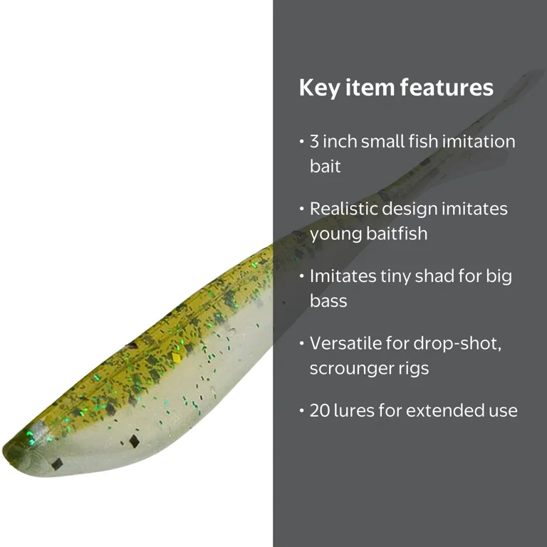 Zoom Tiny Fluke 3'' Baby Bass 20pk - Walmart.com