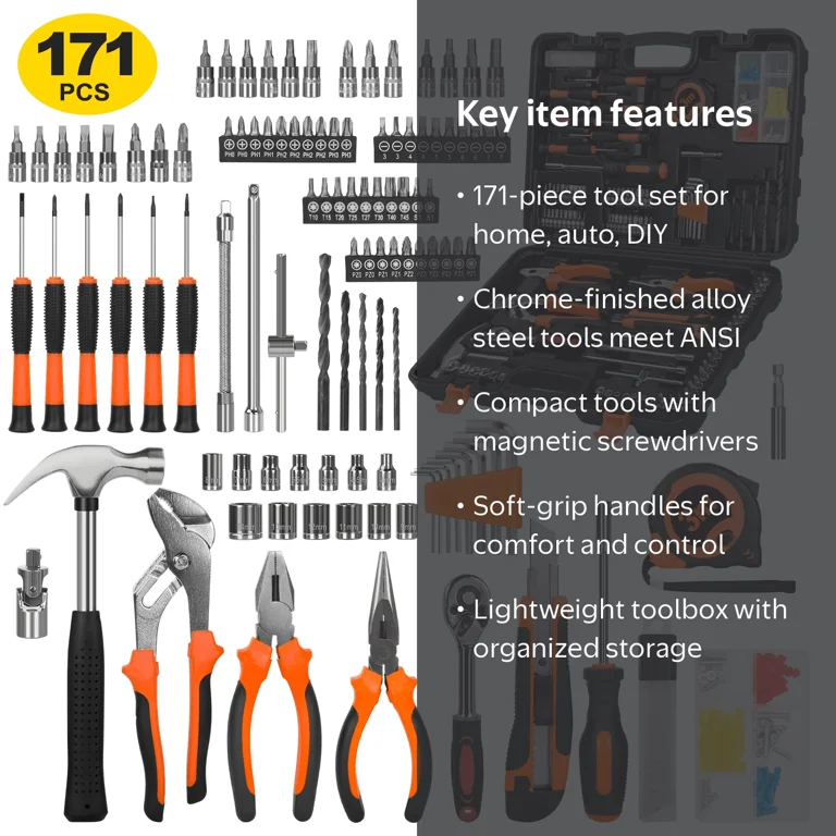 Cshidworld Socket Wrench Tool Set, 171-Piece Household Hand Tool
