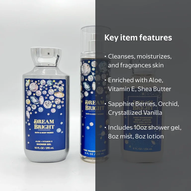 Bath & Body Works Dream Bright 3-Piece Set: 10oz Shower Gel, 8oz