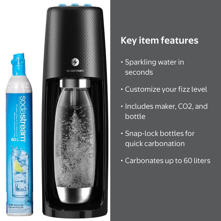 SodaStream One Touch Electric Sparkling Water Maker Kit, Black