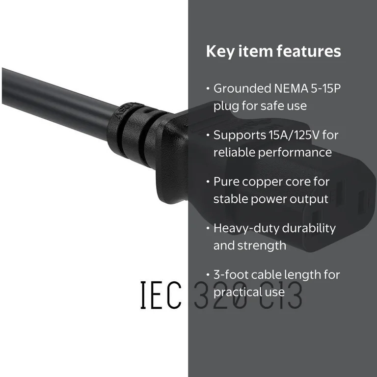 UpBright, AC Power Cord, for Sony PS3 Video Game Console, 6 ft