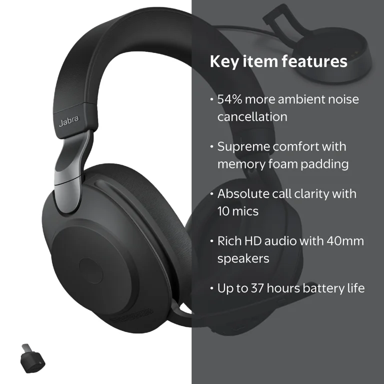 Jabra Evolve2 85 - USB-C MS Teams Stereo Stand - Black Wireless