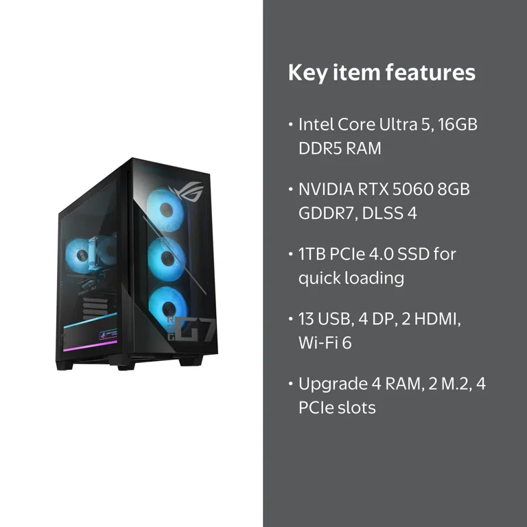 ASUS - ROG G700 Gaming Desktop - Intel Core Ultra 5 225F - 16GB