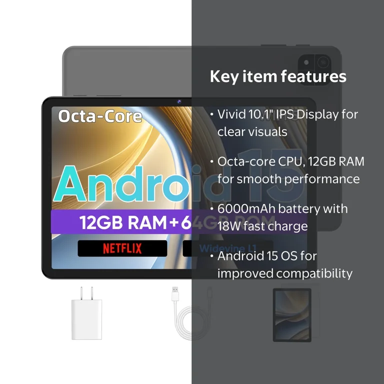 Android Tablet, 10 inch Android 15 Tablet with Octa-Core Processor